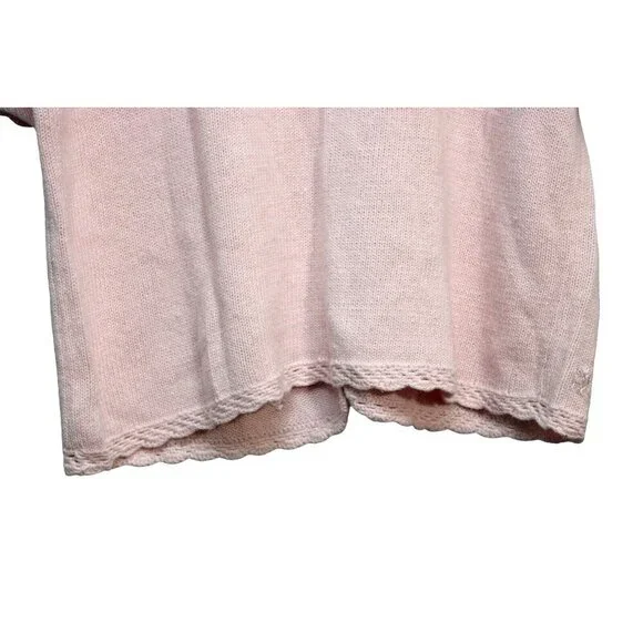 Vintage Cardigan Sweater Size L. Pink Embroidered Beaded Floral Knit - Picture 13 of 13